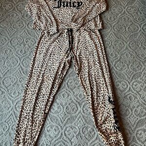 Juicy Couture Tan Leopard Print pajama 2 piece